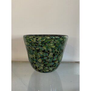 Signed C Walter’s Hand Blown Vase Emerald Green Art Glass 05